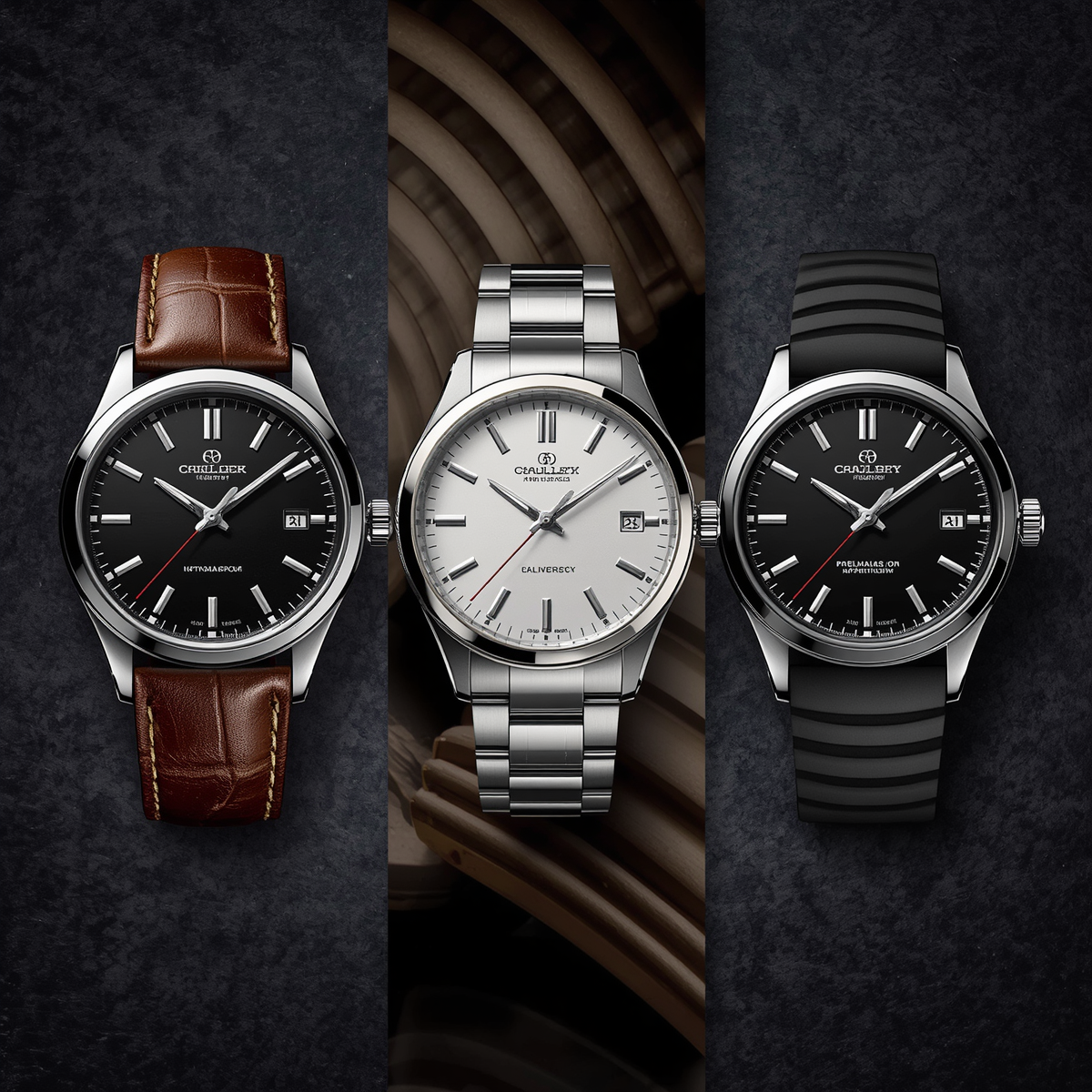 Leather, bracelet and rubber watch straps